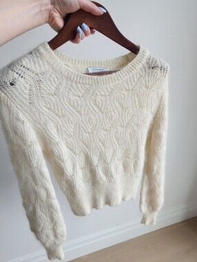 &Other Stories Cream Cable-Knit Mohair Wool Sweater